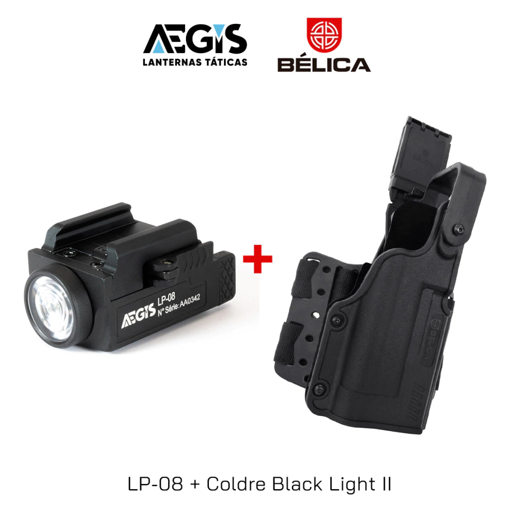 Lanterna AEGIS LP-08 + Coldre Black Light Bélica