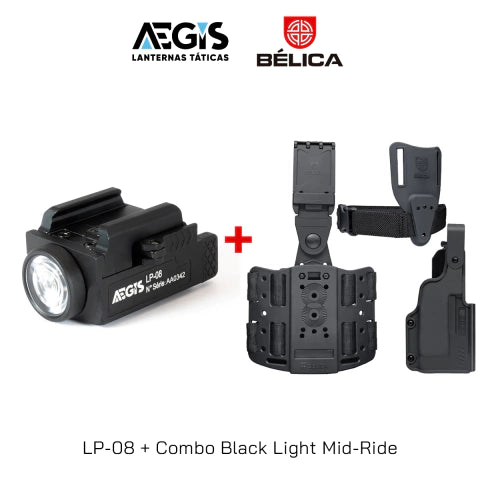 Lanterna AEGIS LP-08 + Coldre Black Light Bélica