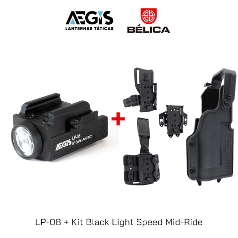 Lanterna AEGIS LP-08 + Coldre Black Light Bélica