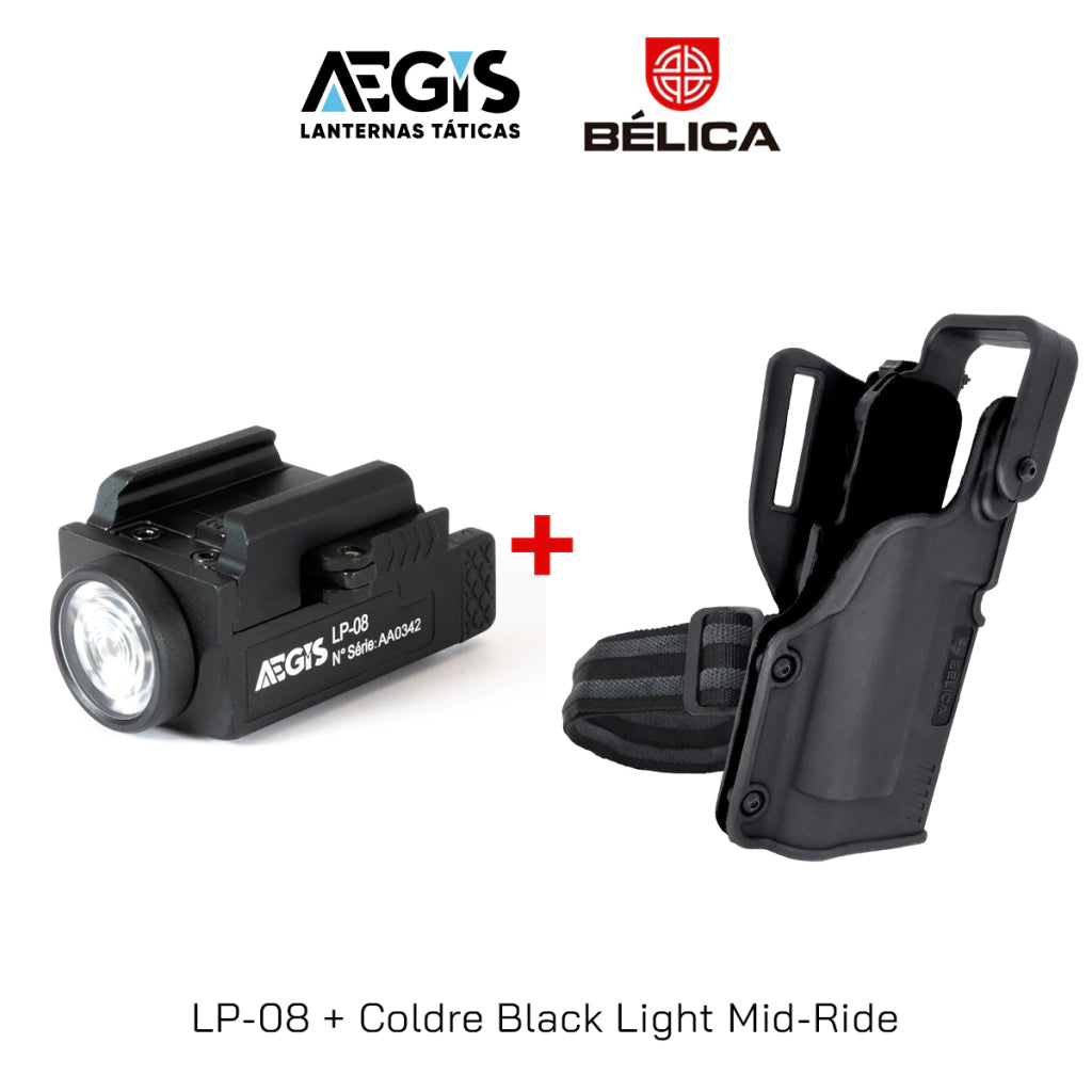 Lanterna AEGIS LP-08 + Coldre Black Light Bélica
