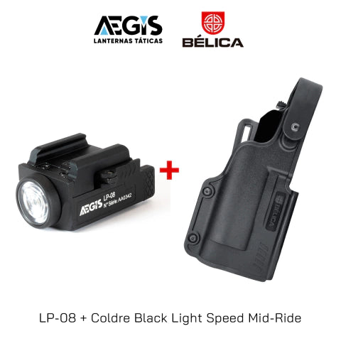 Lanterna AEGIS LP-08 + Coldre Black Light Bélica