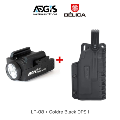 Lanterna AEGIS LP-08 + Coldre Black OPS Bélica