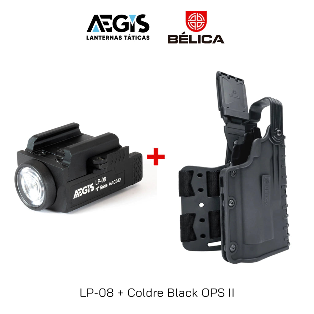 Lanterna AEGIS LP-08 + Coldre Black OPS Bélica