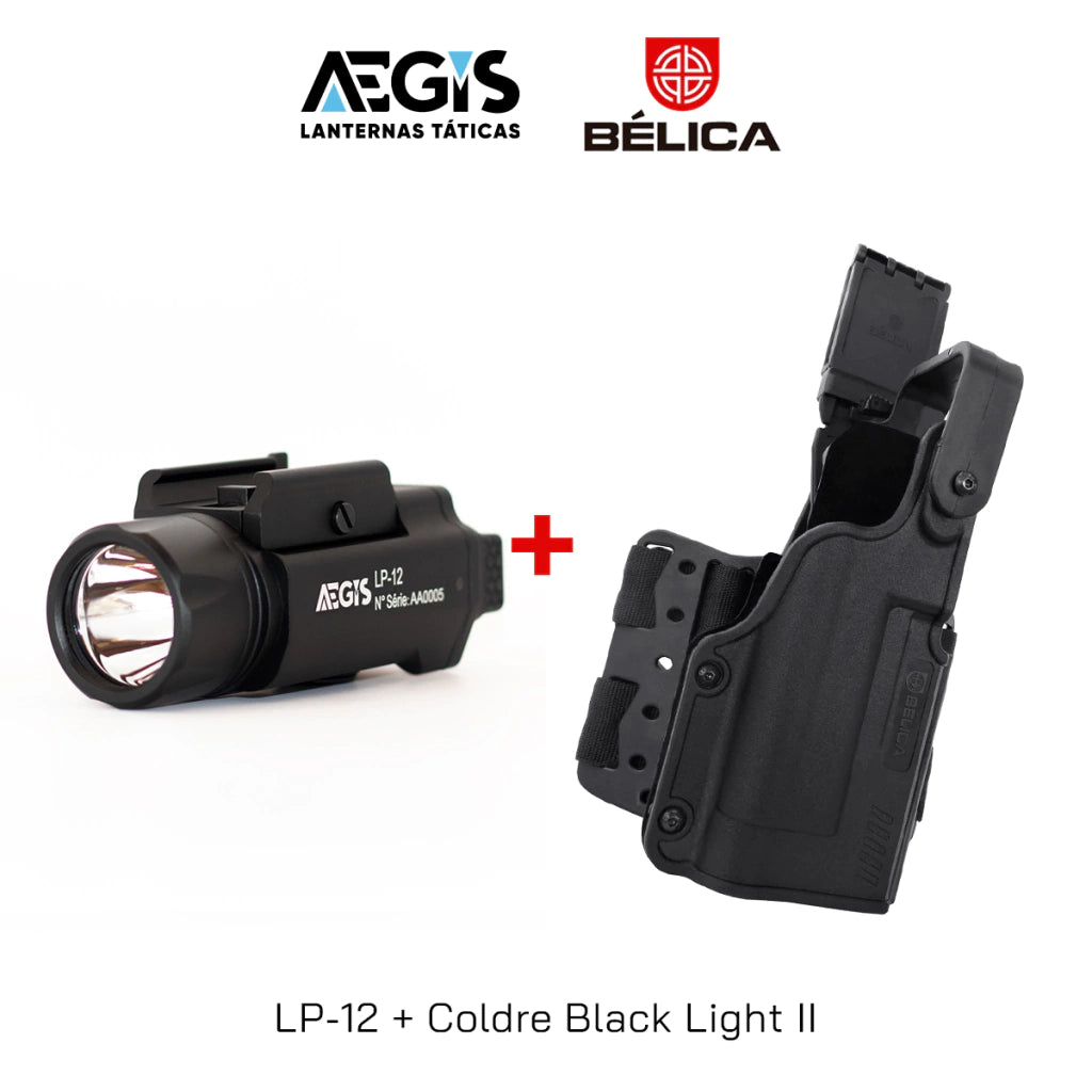 Lanterna AEGIS LP-12 + Coldre Black Light Bélica