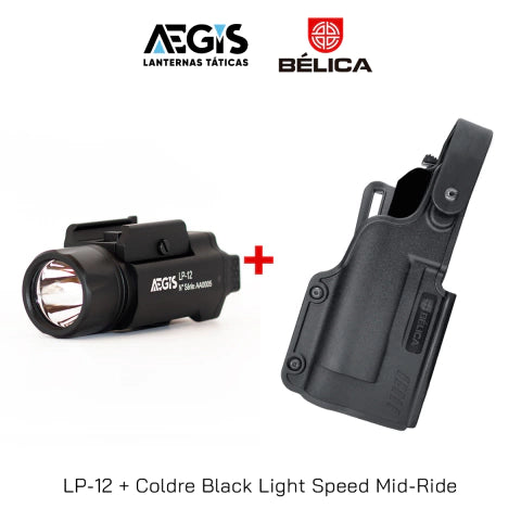 Lanterna AEGIS LP-12 + Coldre Black Light Bélica