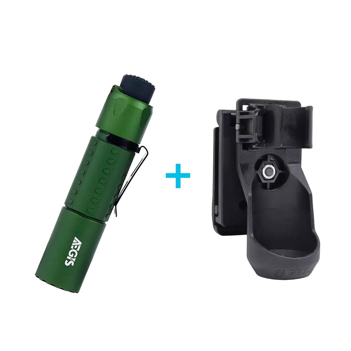 KIT Lanterna Tática Aegis NOX + Porta Lanterna Police Fast Bélica